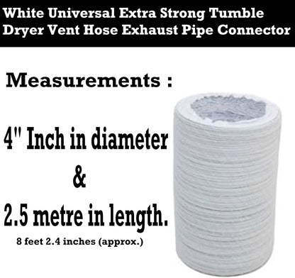 IBBAH Universal 2.5 Metre (102mm/4 Inch) Tumble Dryer Hose