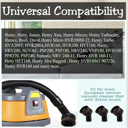 Pack of 2 Universal Round Horse Hair Brush Head for Henry Hoover