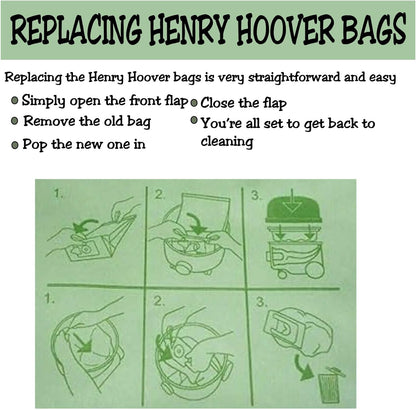 IBBAH Pack of 5 Henry Hoover Bags Compatible with Hetty, Harry