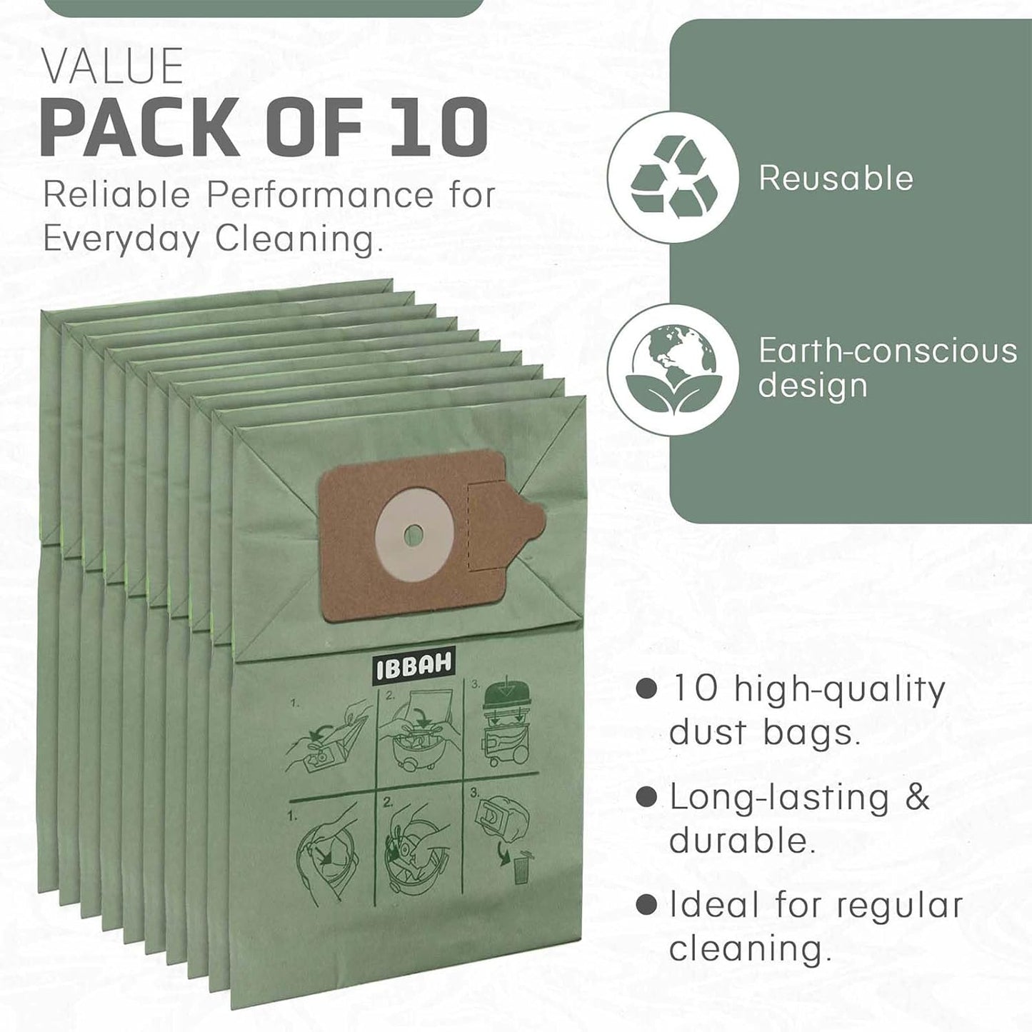 IBBAH Henry Hoover Bags 10 Pack, Premium Vacuum Bags